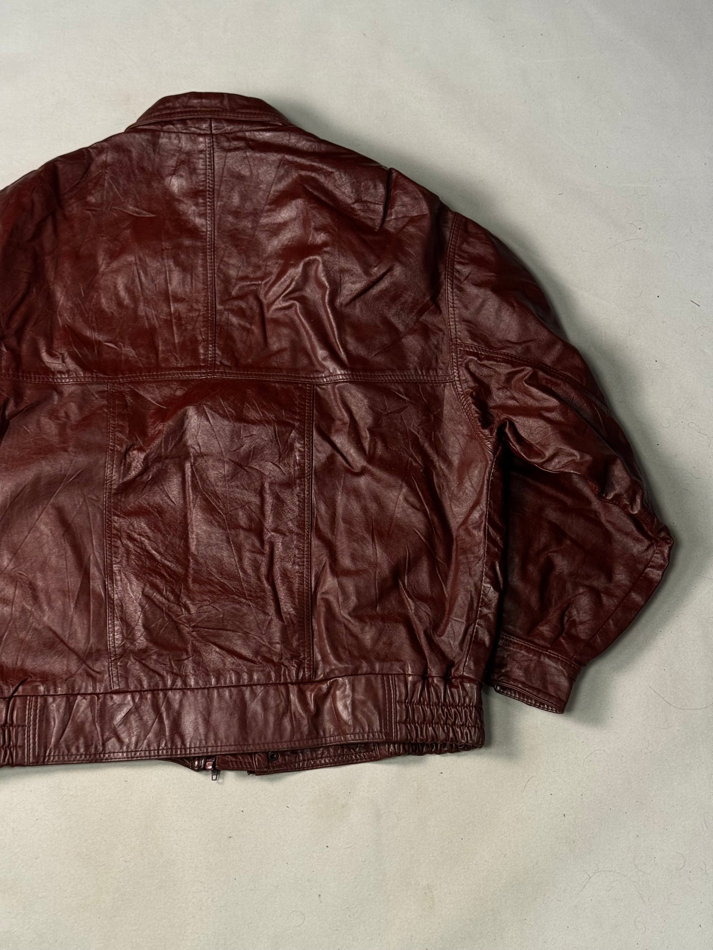 Burgundy Real Leather Jacket (Size L)