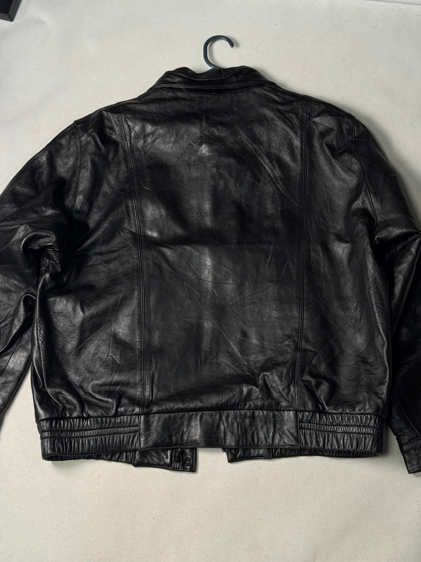Black Real Leather Clasp Jacket (Size M)