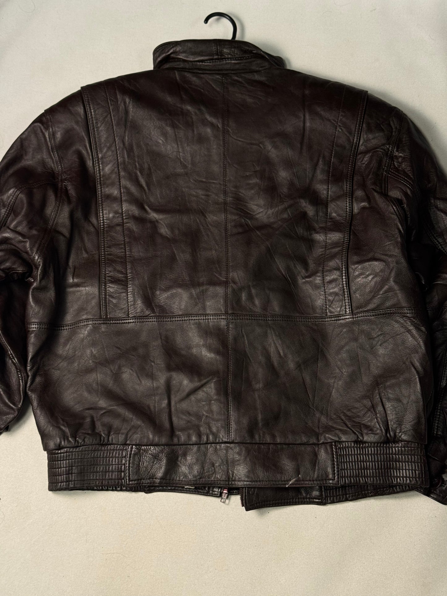 Brown Real Leather Clasp Jacket (Size L)