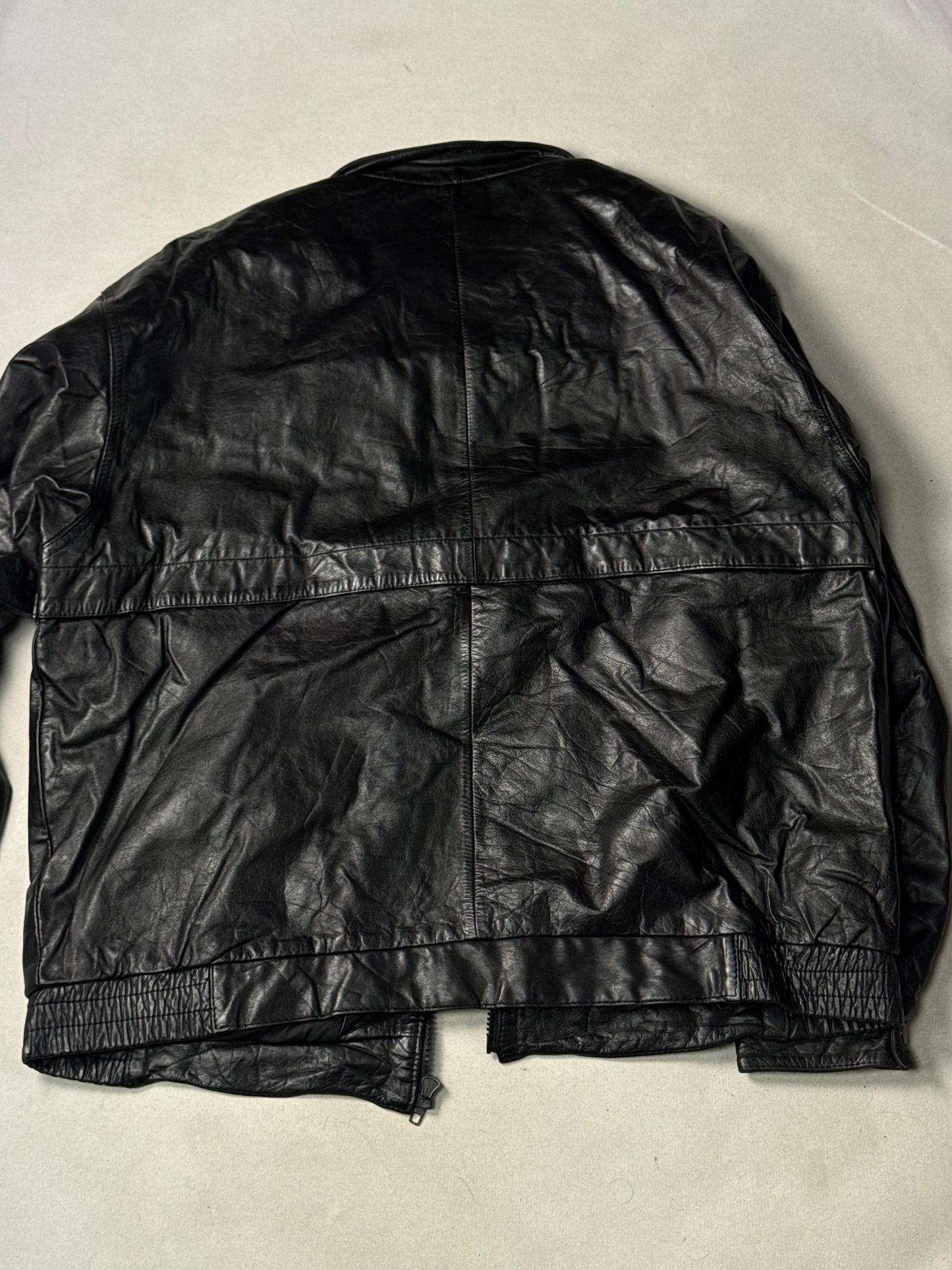 Black Real Leather Clasp Jacket (Size L)