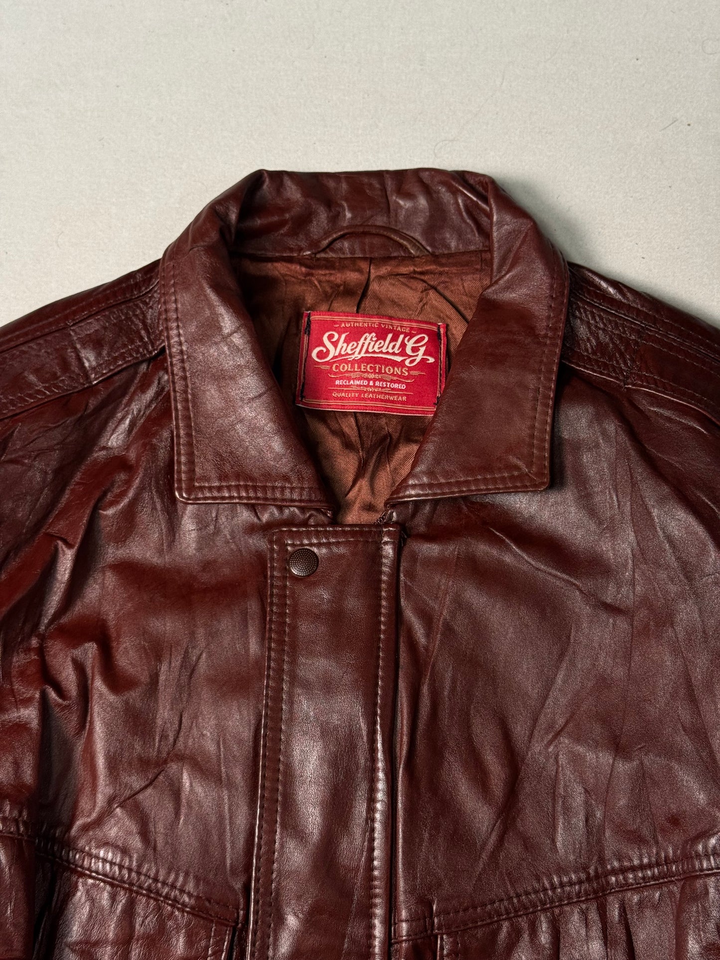 Burgundy Real Leather Jacket (Size L)