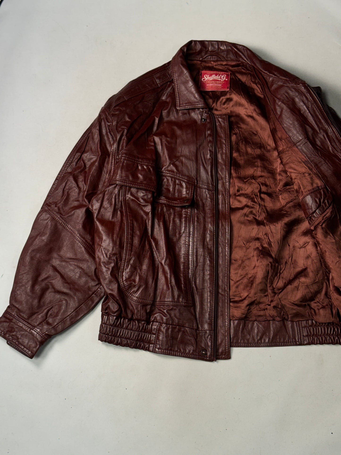Burgundy Real Leather Jacket (Size L)