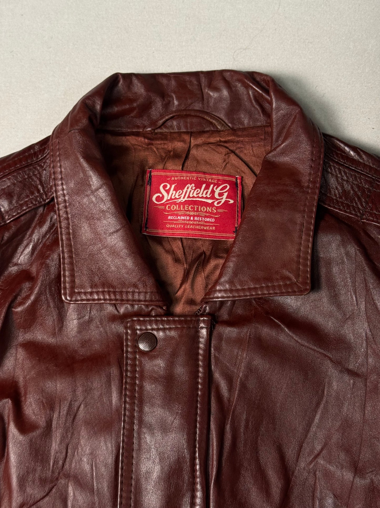 Burgundy Real Leather Jacket (Size L)