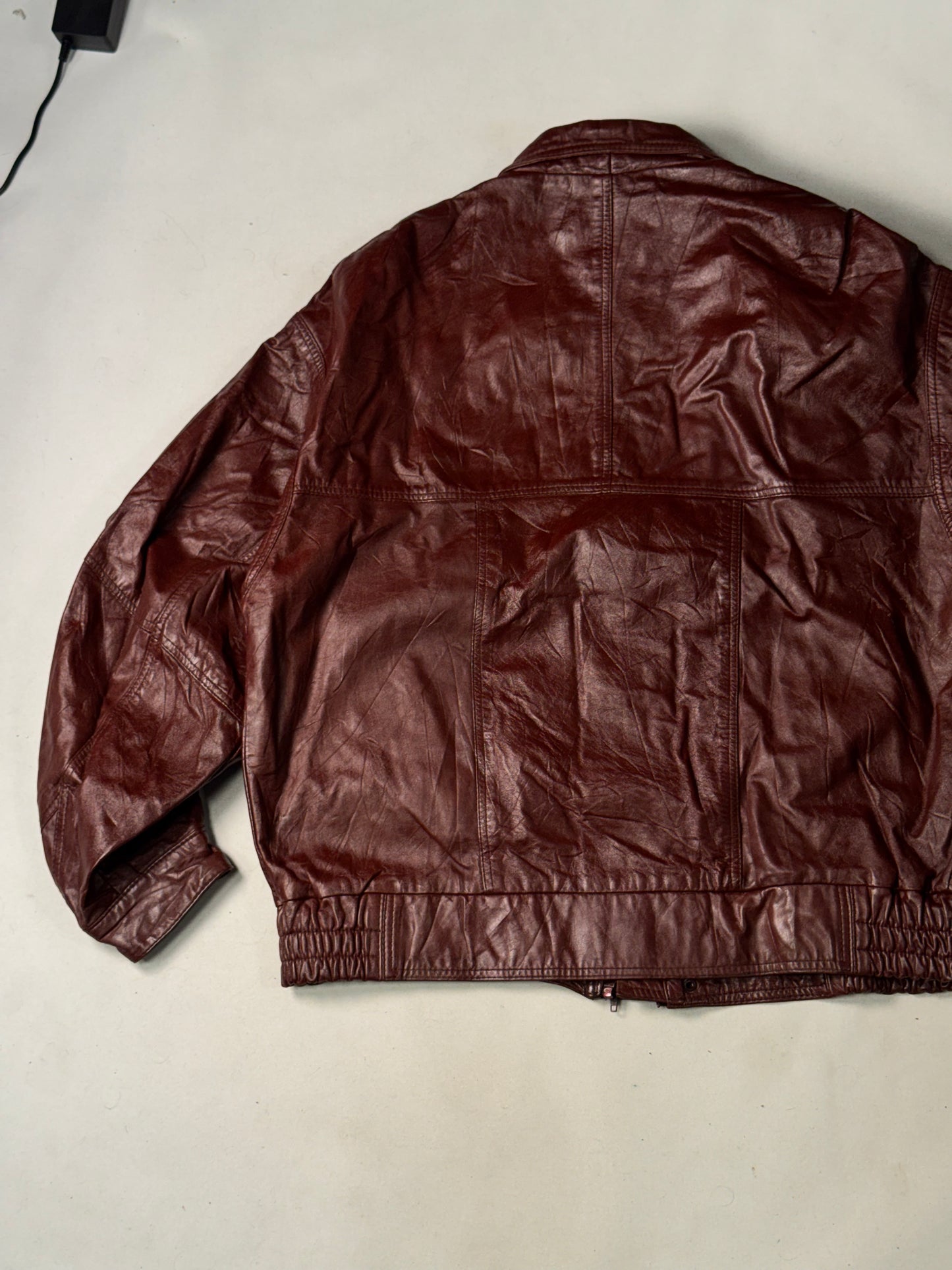 Burgundy Real Leather Jacket (Size L)