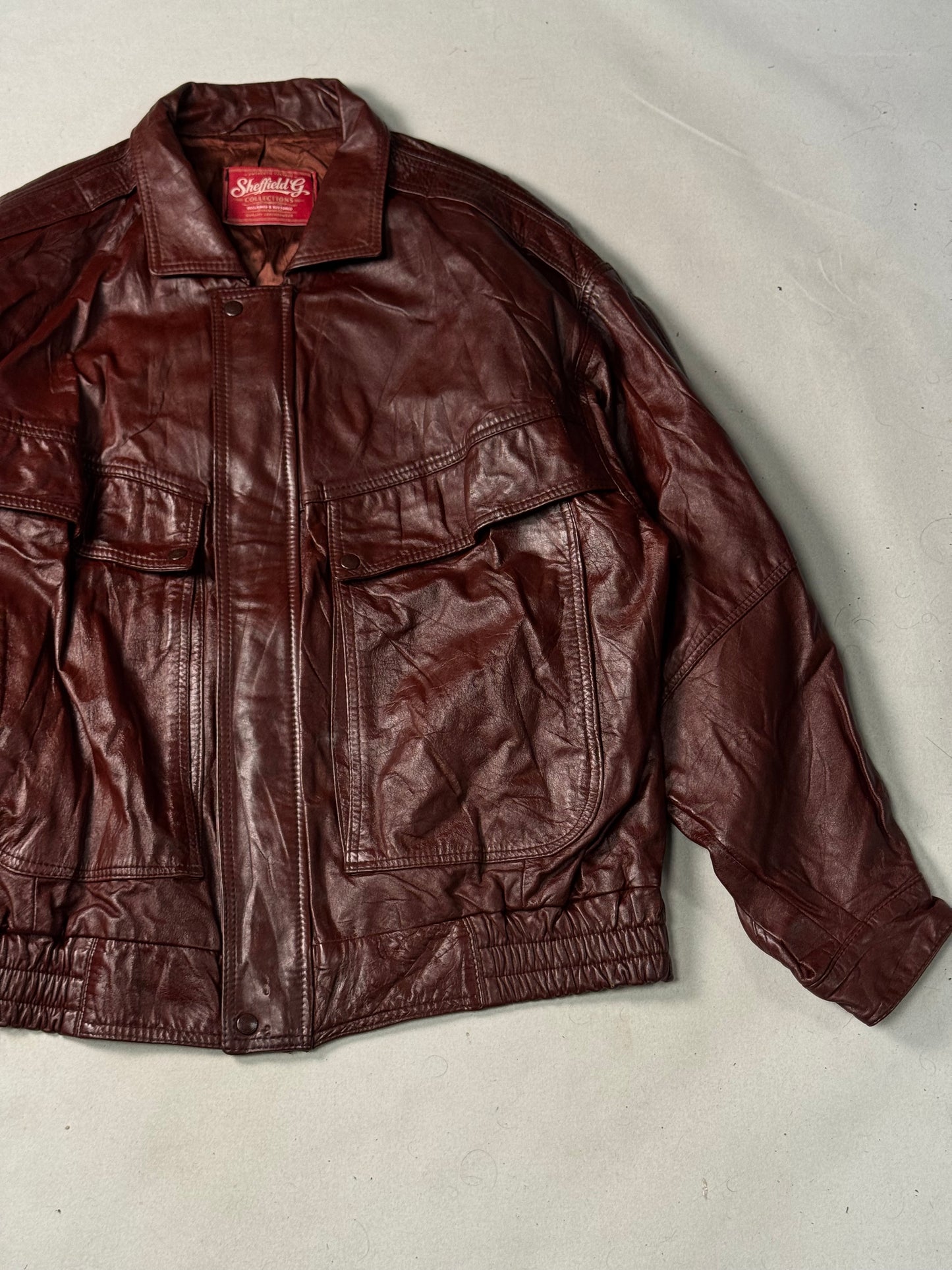 Burgundy Real Leather Jacket (Size L)