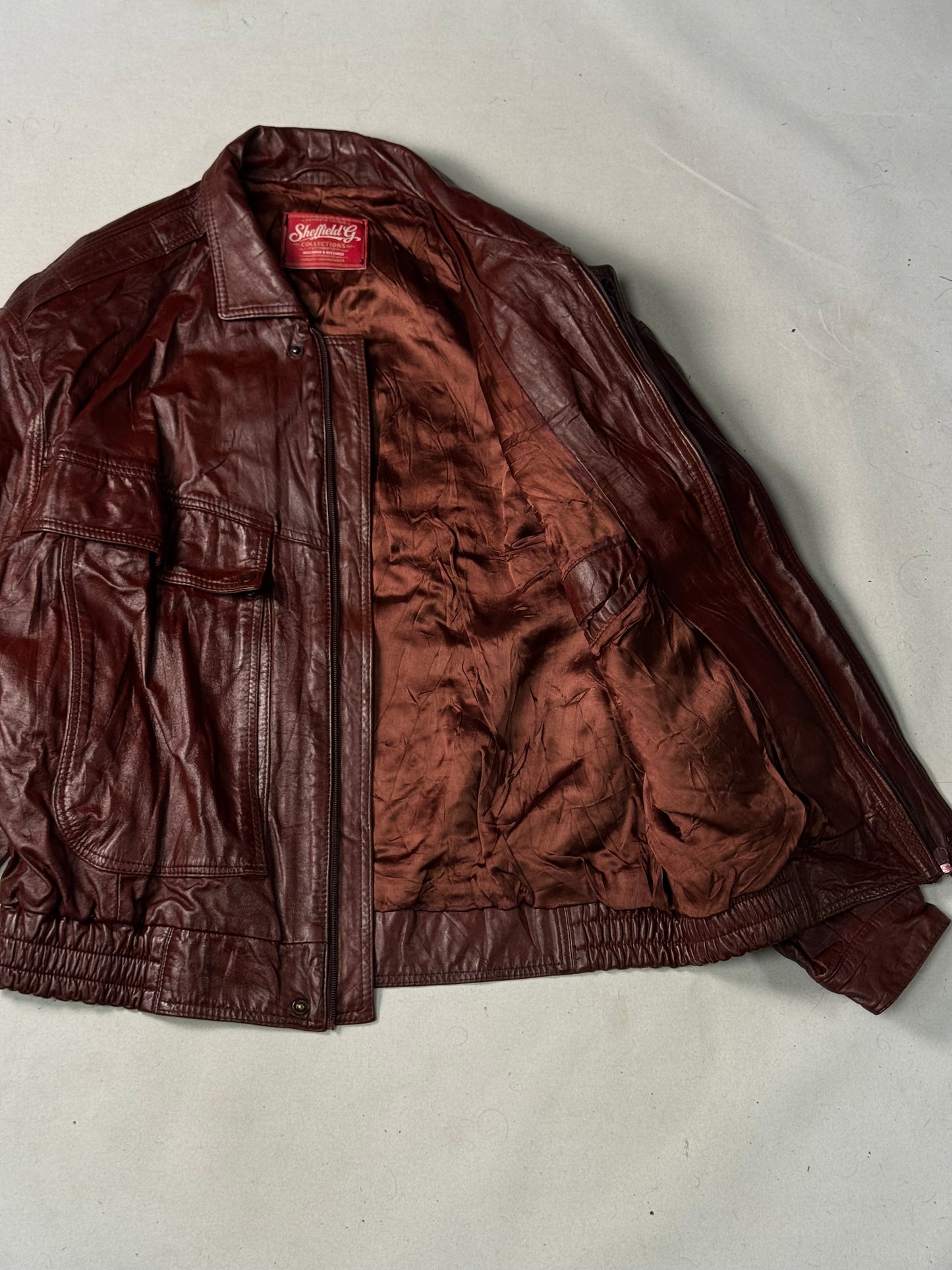 Burgundy Real Leather Jacket (Size L)