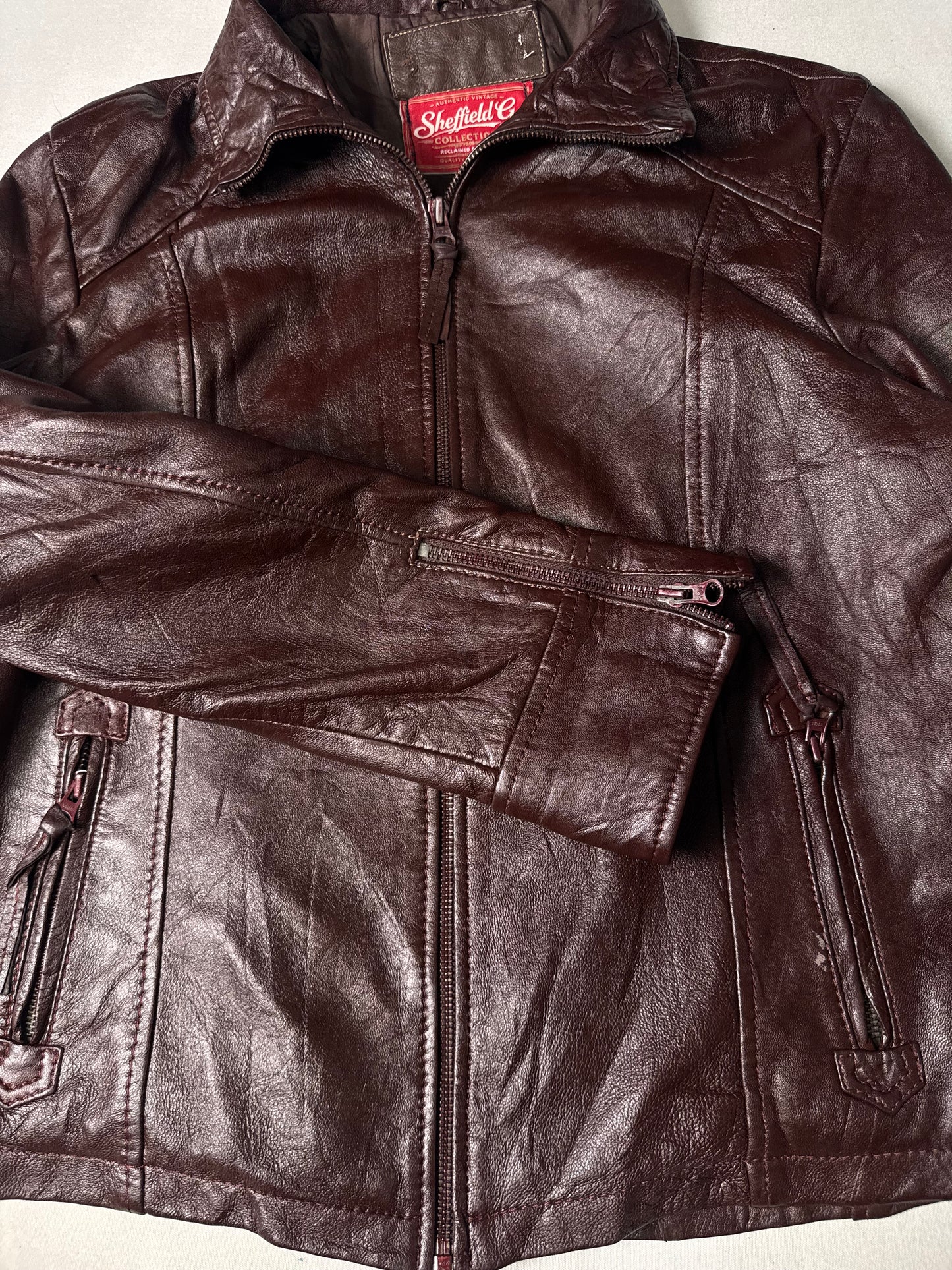 Brown Real Leather Jacket (Size S) Women’s