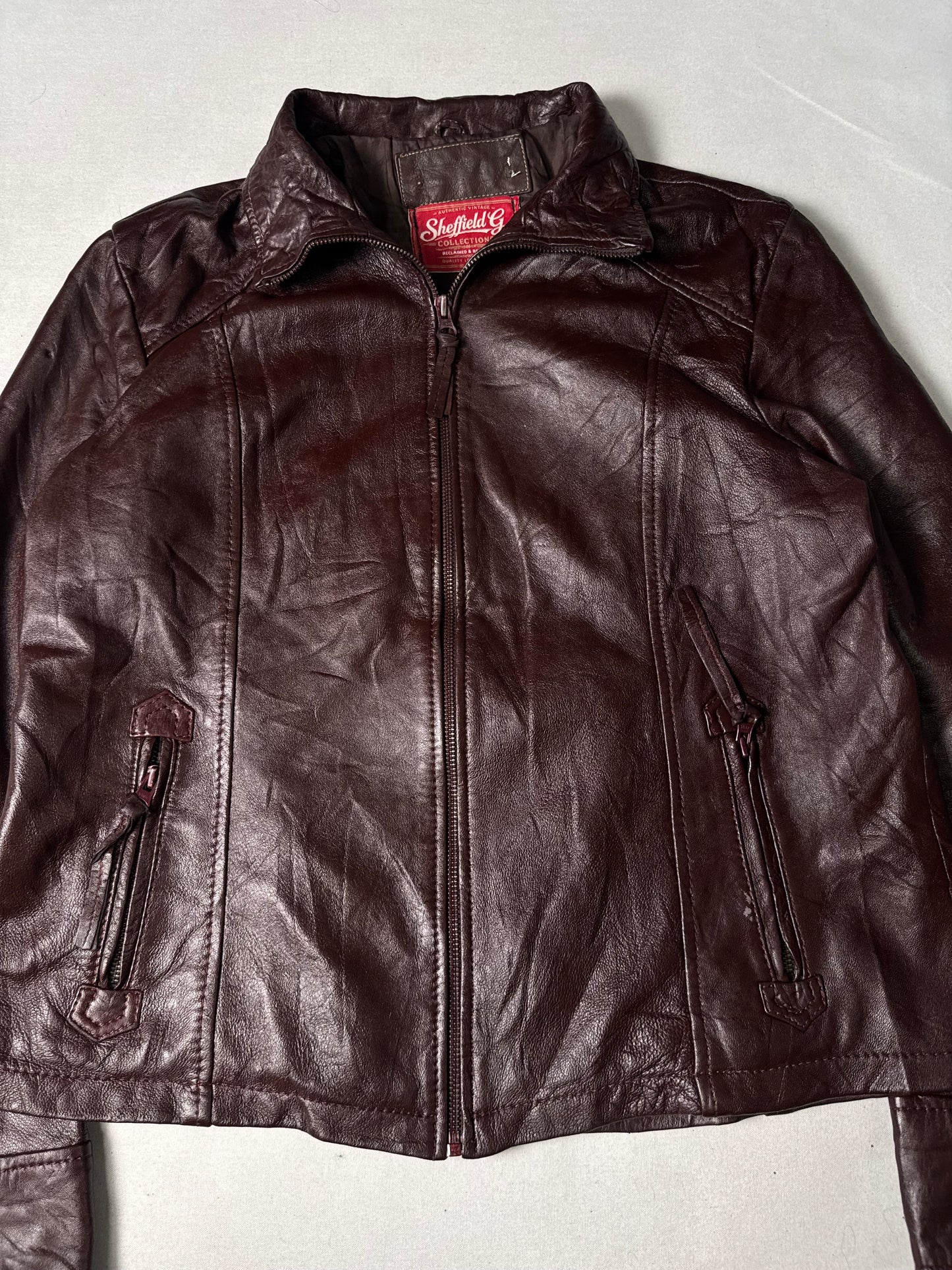 Brown Real Leather Jacket (Size S) Women’s