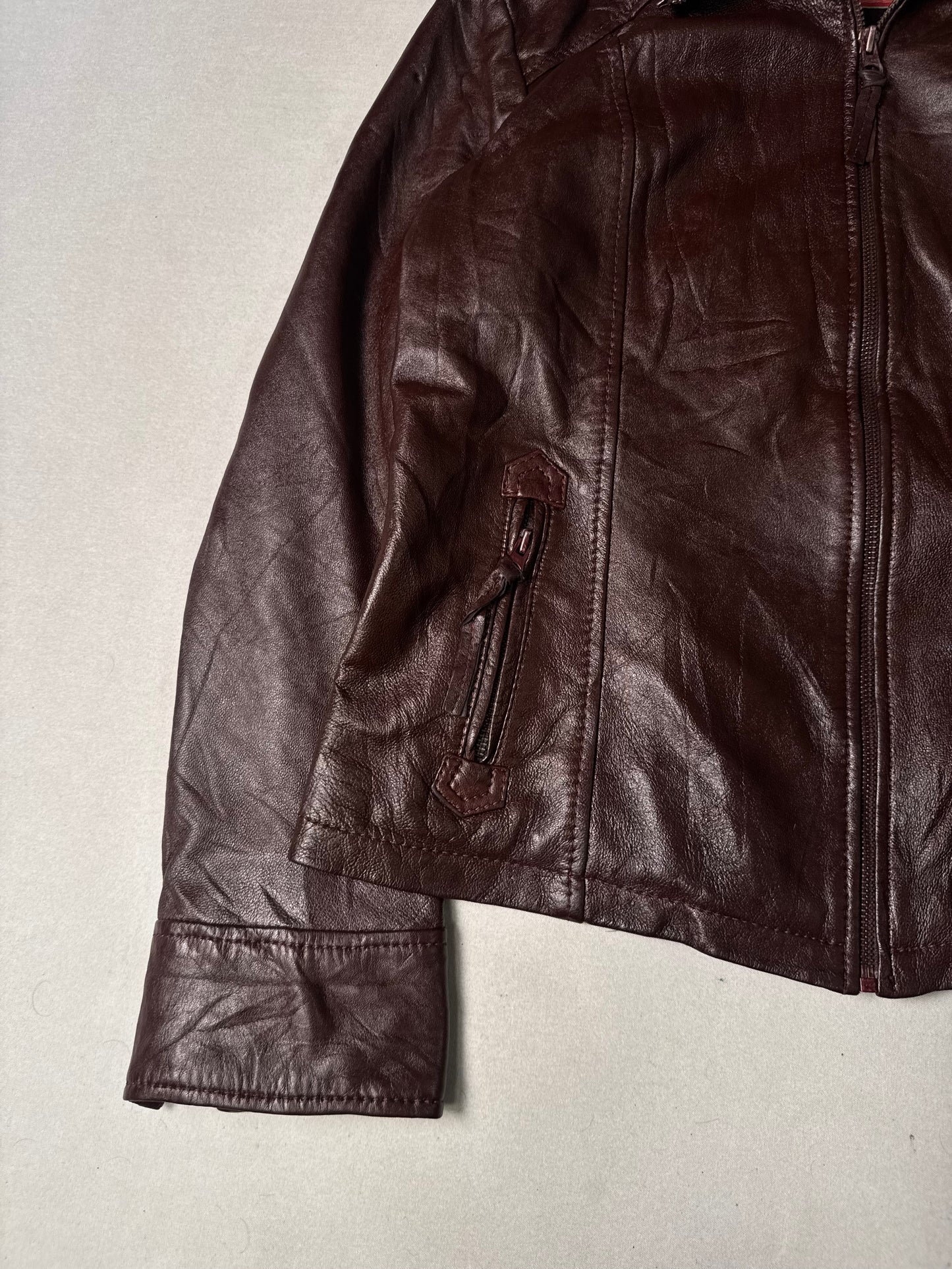 Brown Real Leather Jacket (Size S) Women’s