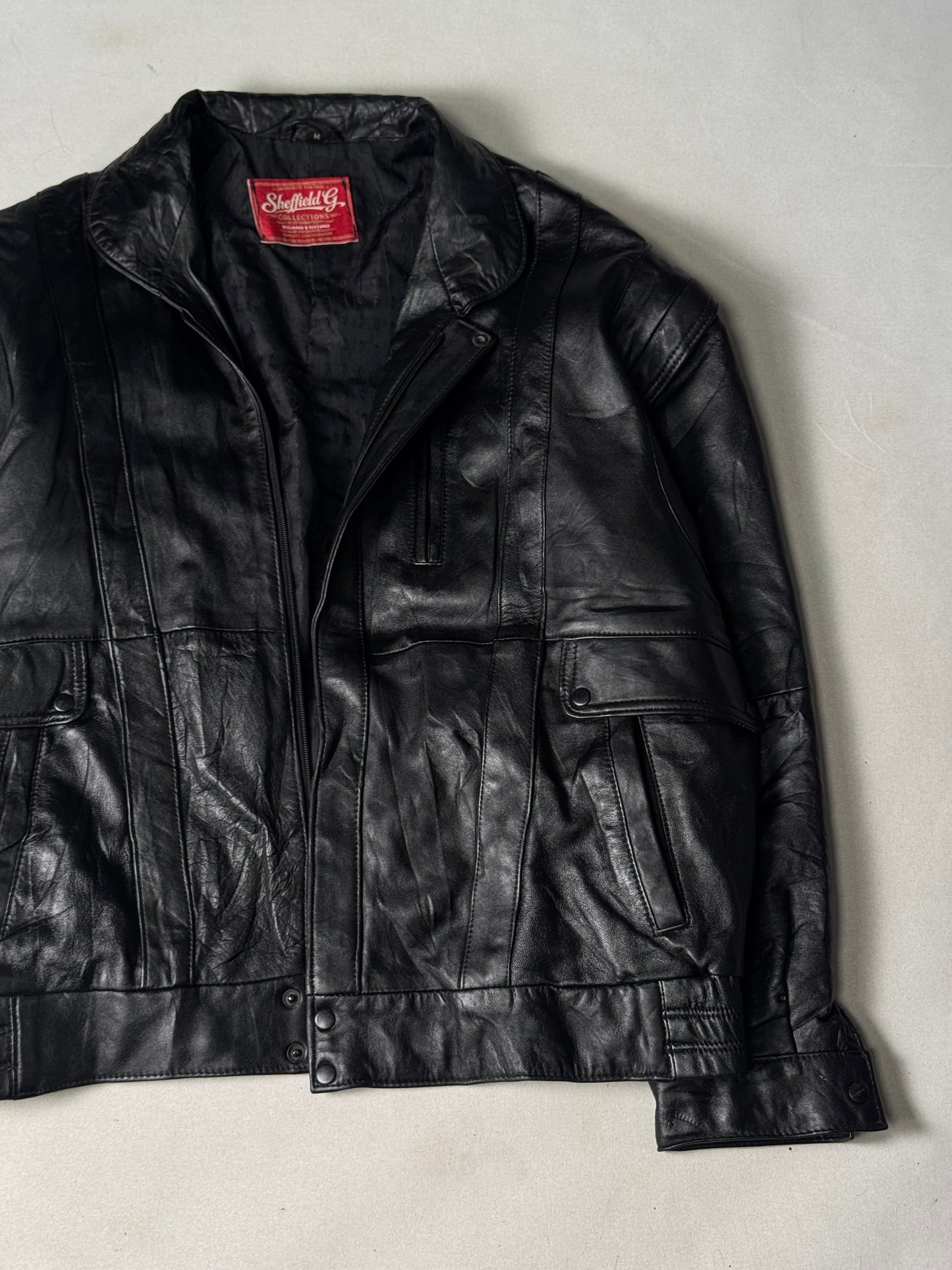 Black Real Leather Jacket (Size M)
