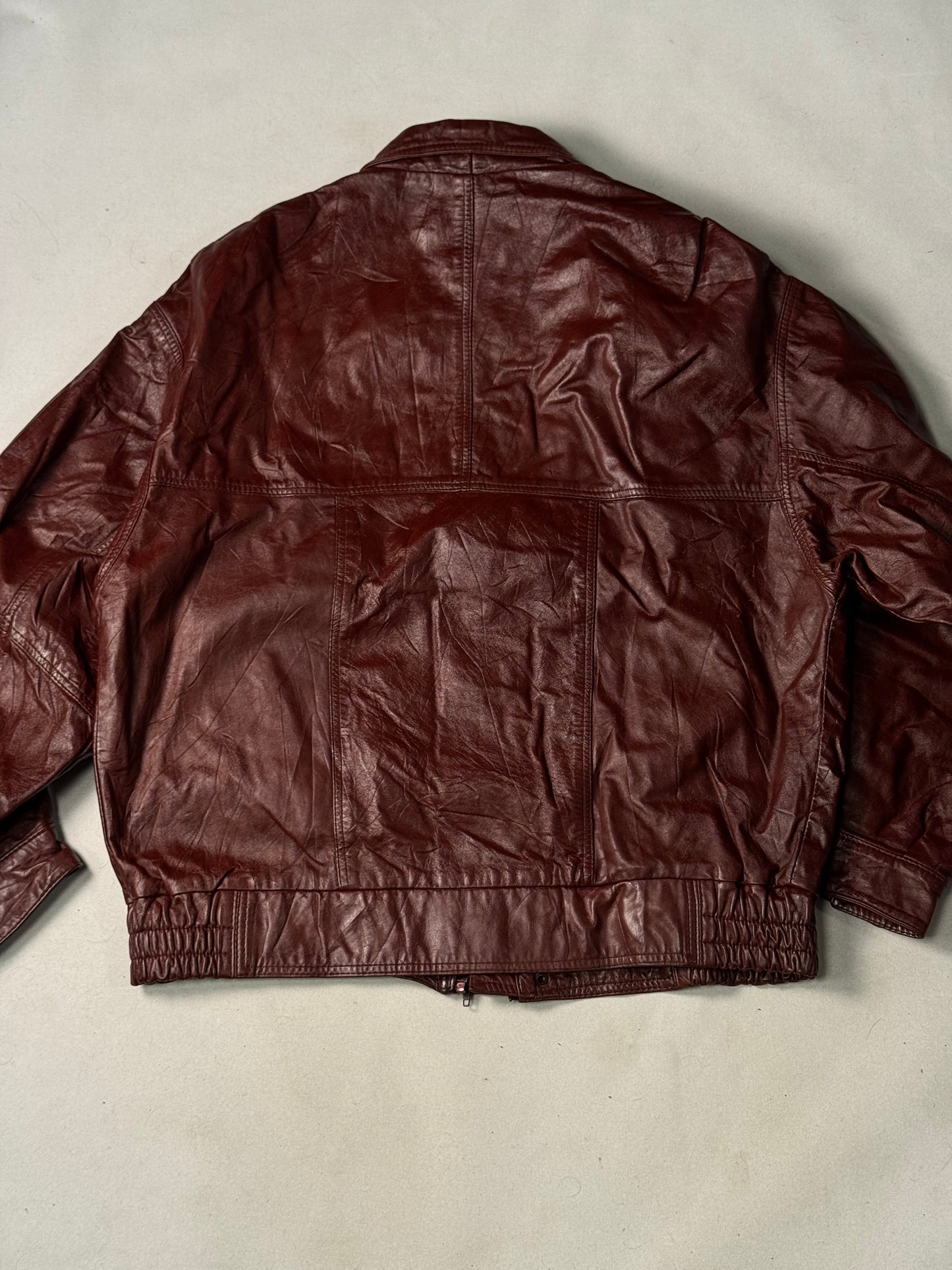 Burgundy Real Leather Jacket (Size L)