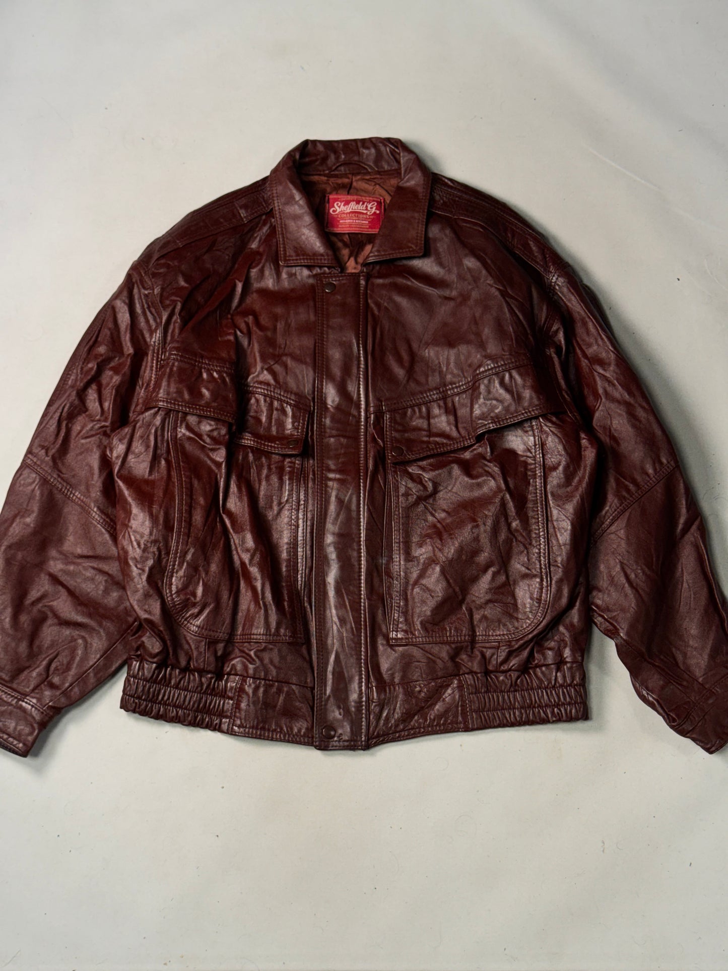Burgundy Real Leather Jacket (Size L)
