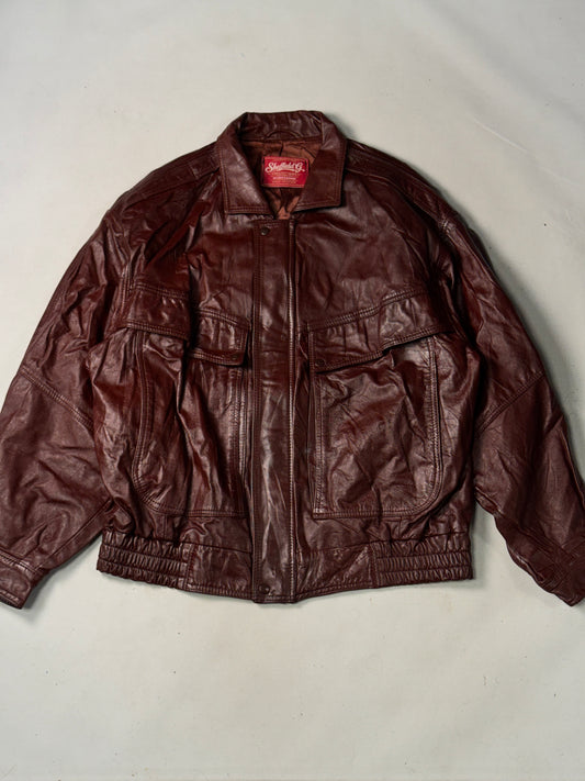 Burgundy Real Leather Jacket (Size L)
