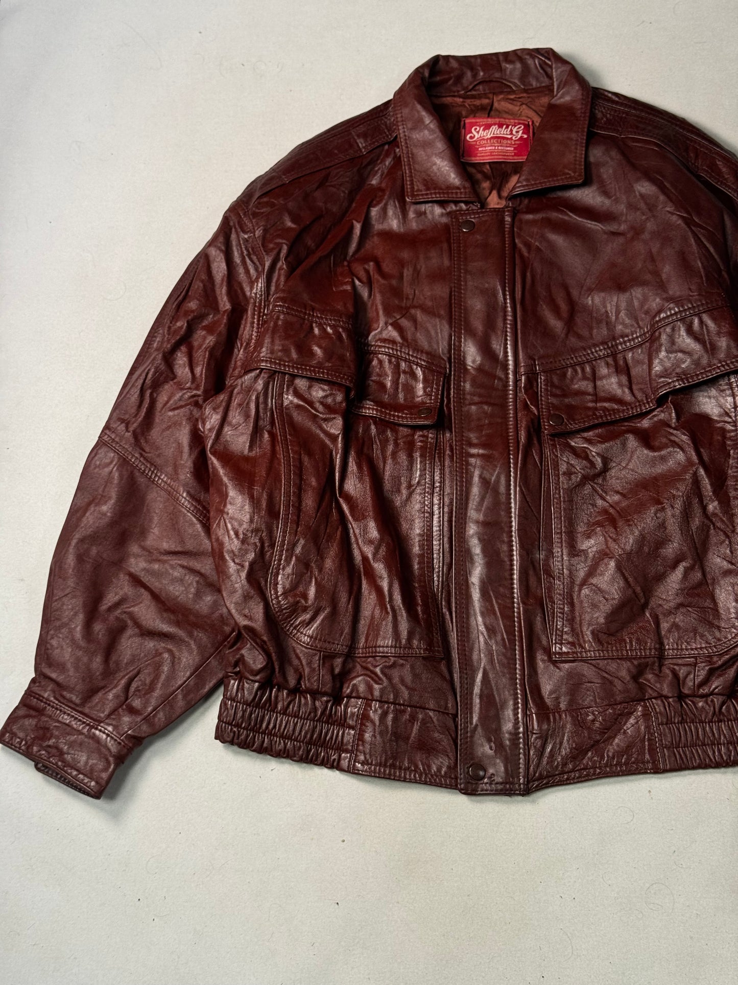 Burgundy Real Leather Jacket (Size L)