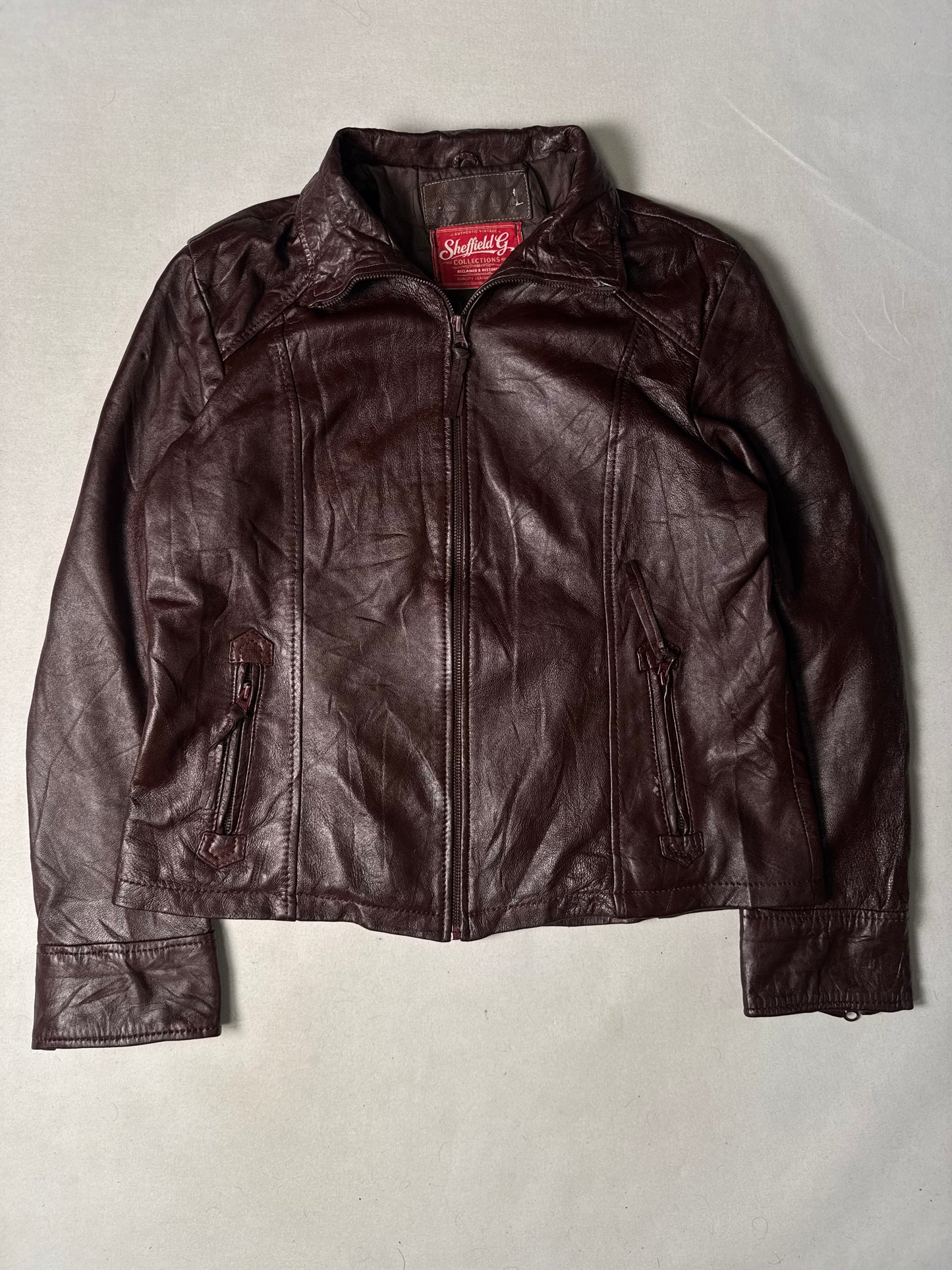Brown Real Leather Jacket (Size S) Women’s