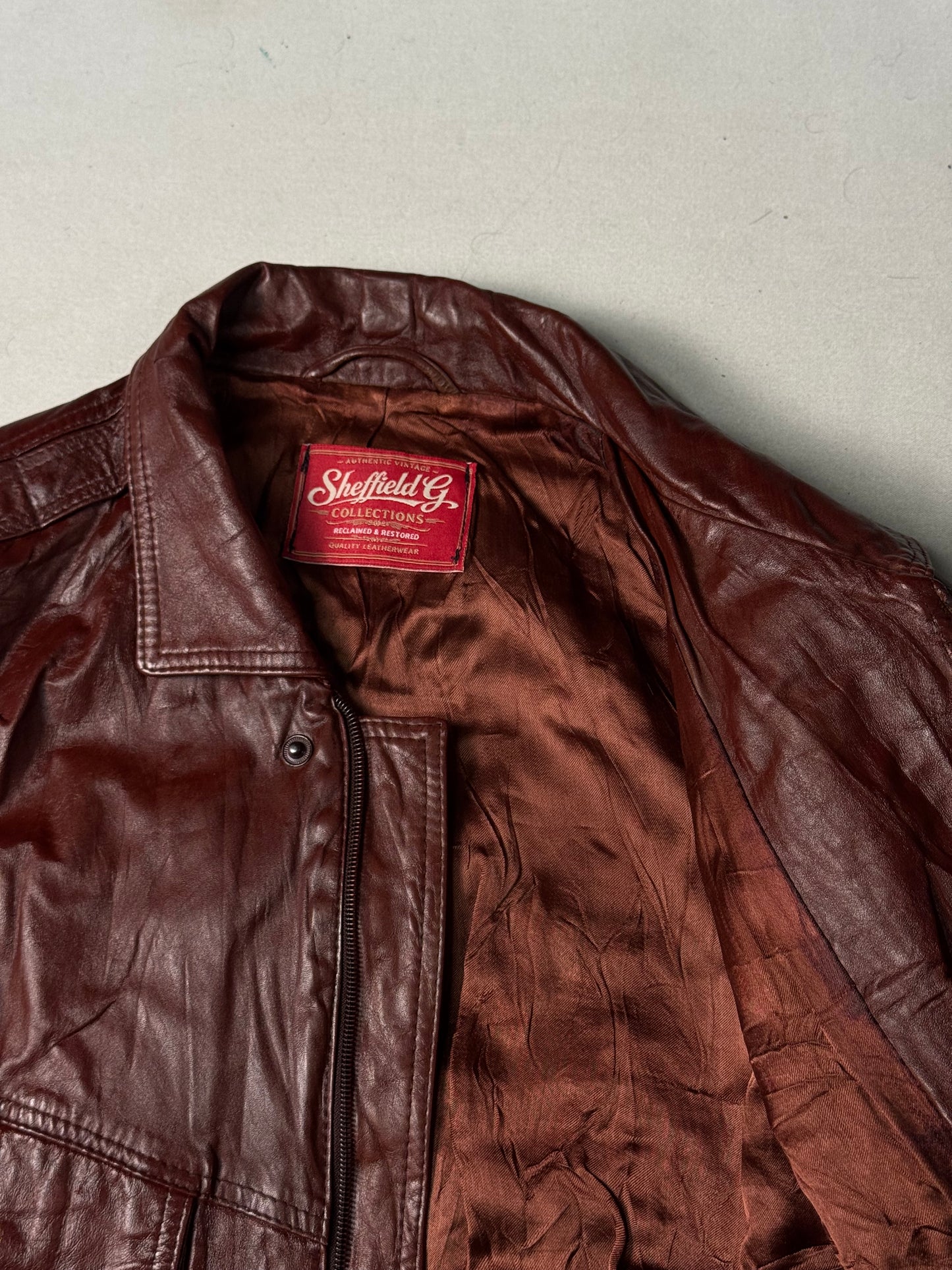 Burgundy Real Leather Jacket (Size L)