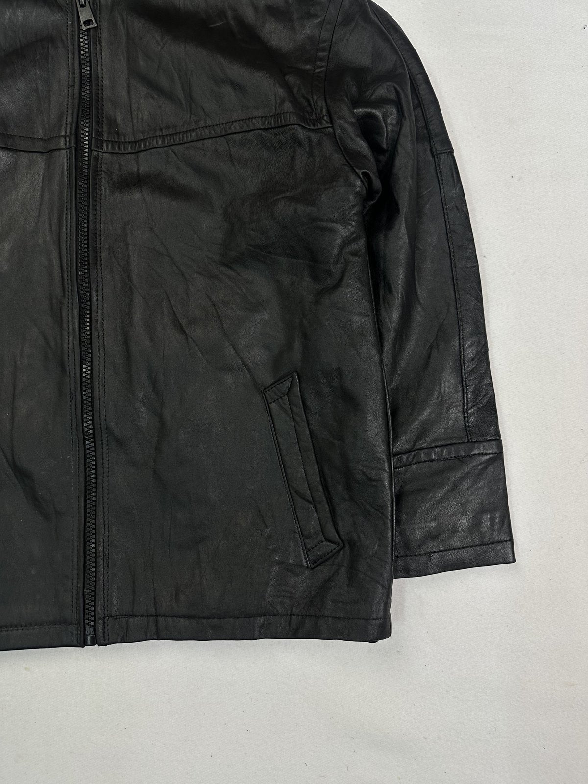 Black cafe racer jacket in very good condition, shown in size L