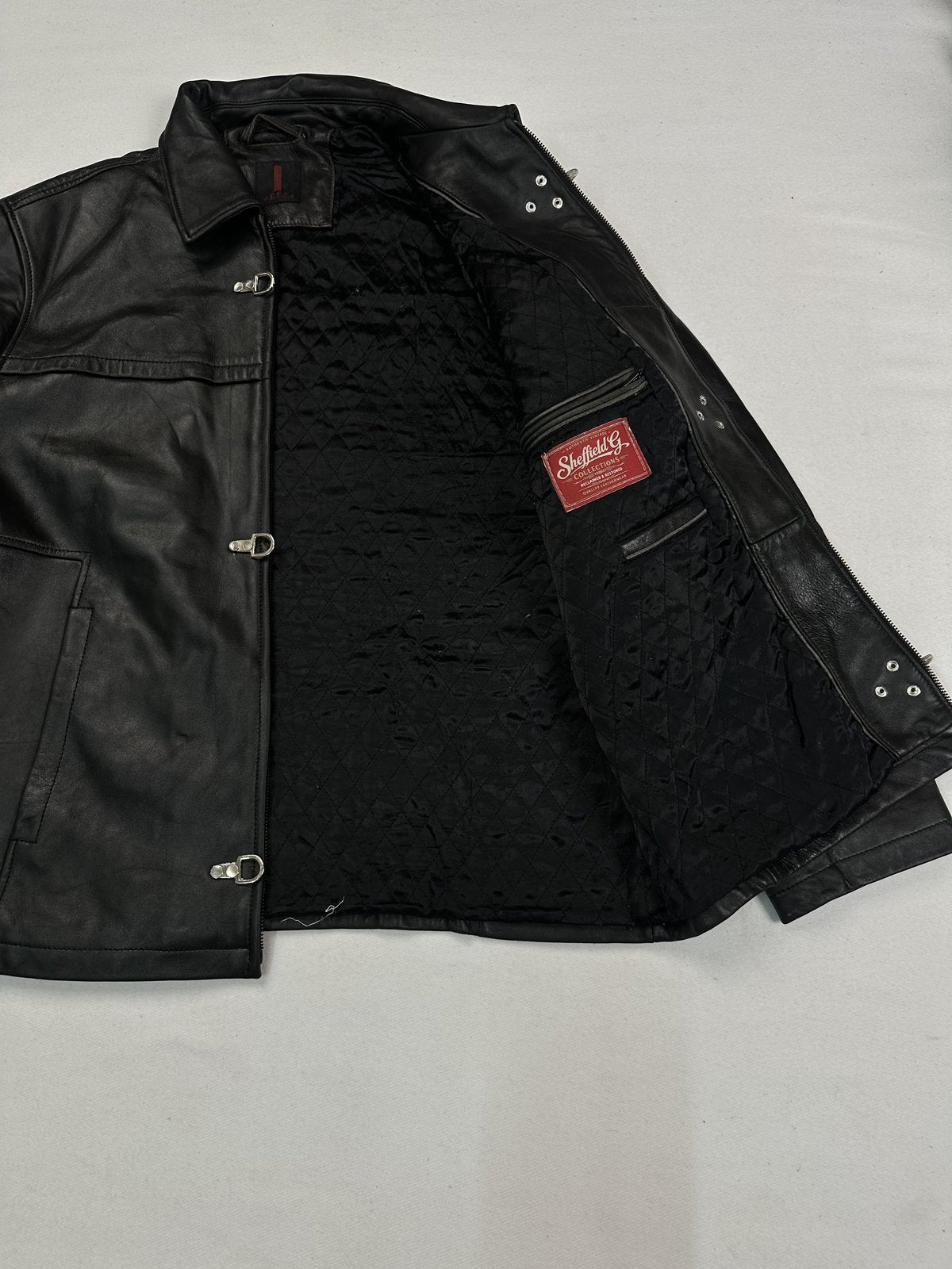 The size XL black jacket, 27 inches long through the body