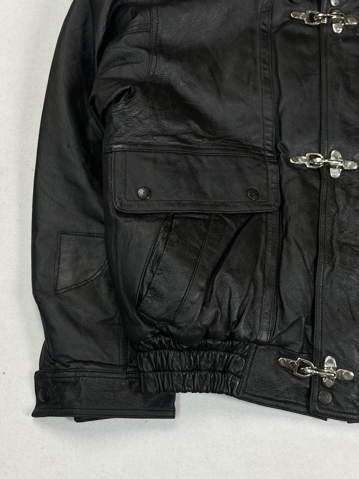Size XL jacket in black real leather with a 24 inch chest