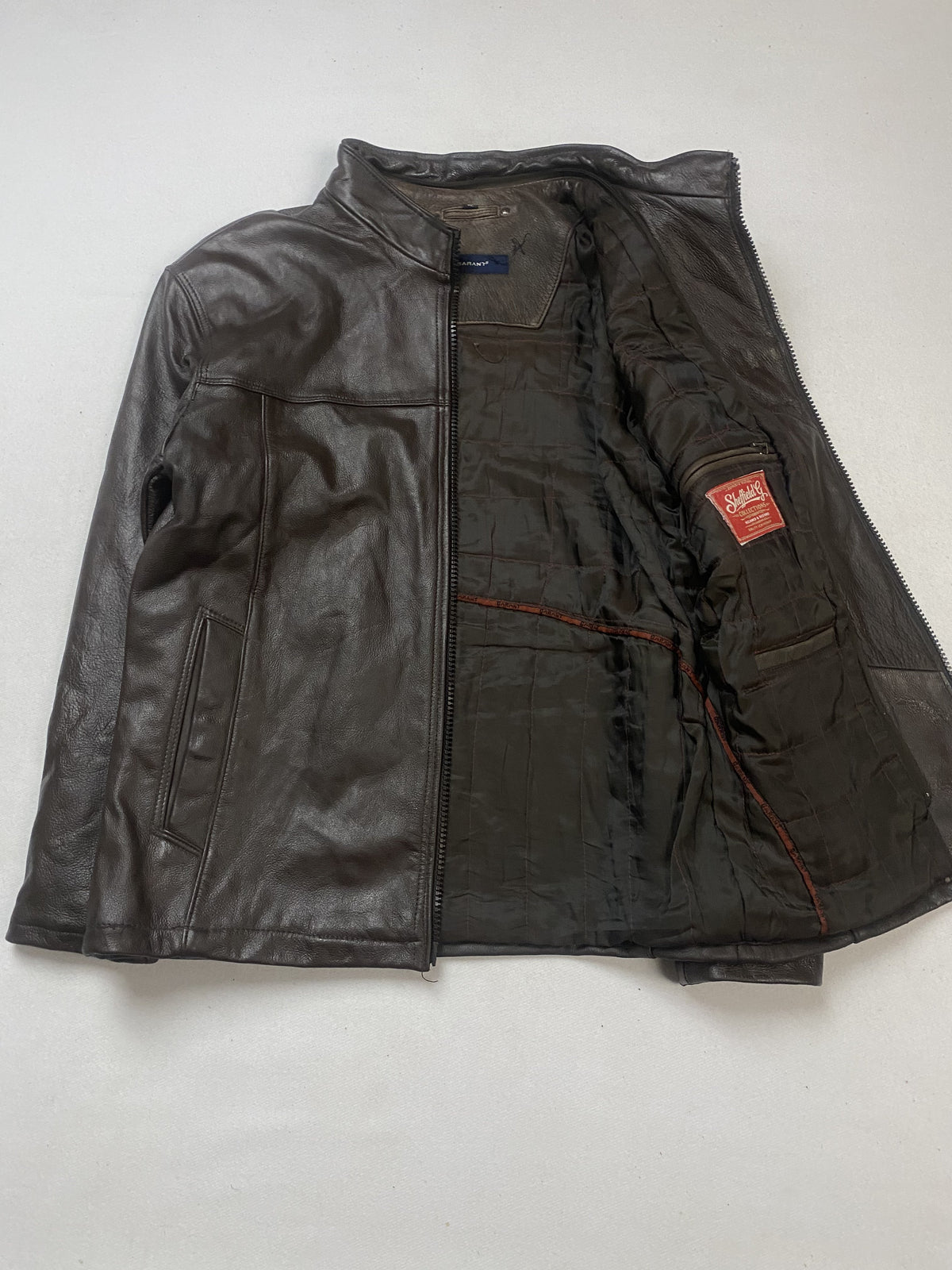 Brown leather cafe racer in very good condition, shown in size L