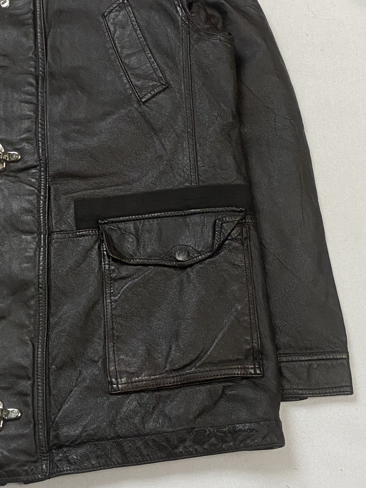Brown leather field jacket in very good condition, shown in size XL