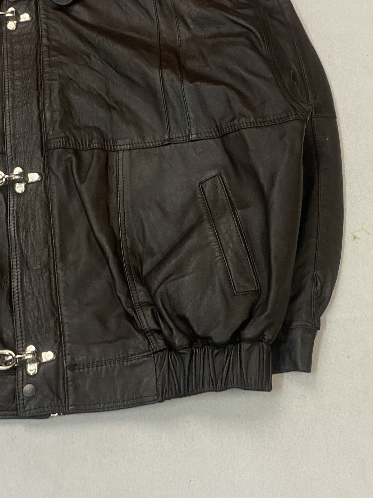 Brown leather harrington in very good condition, shown in size XXL