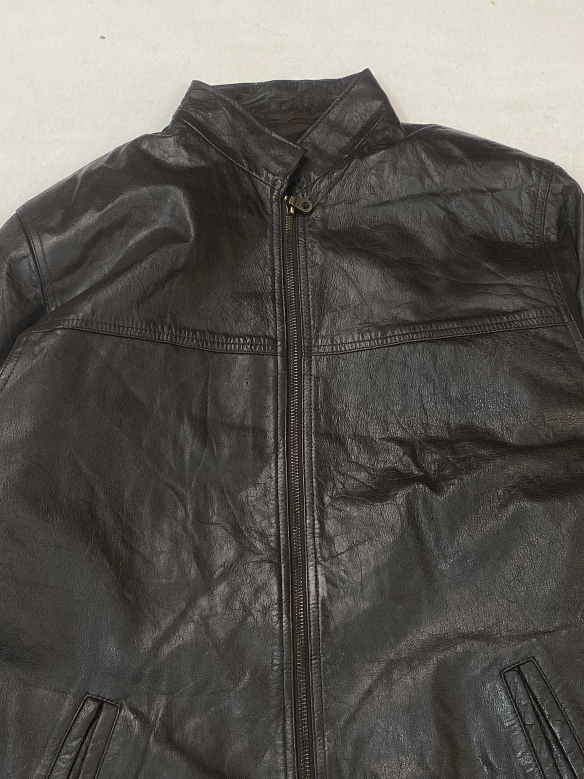 The short size L brown cafe racer, 22 inches through the body