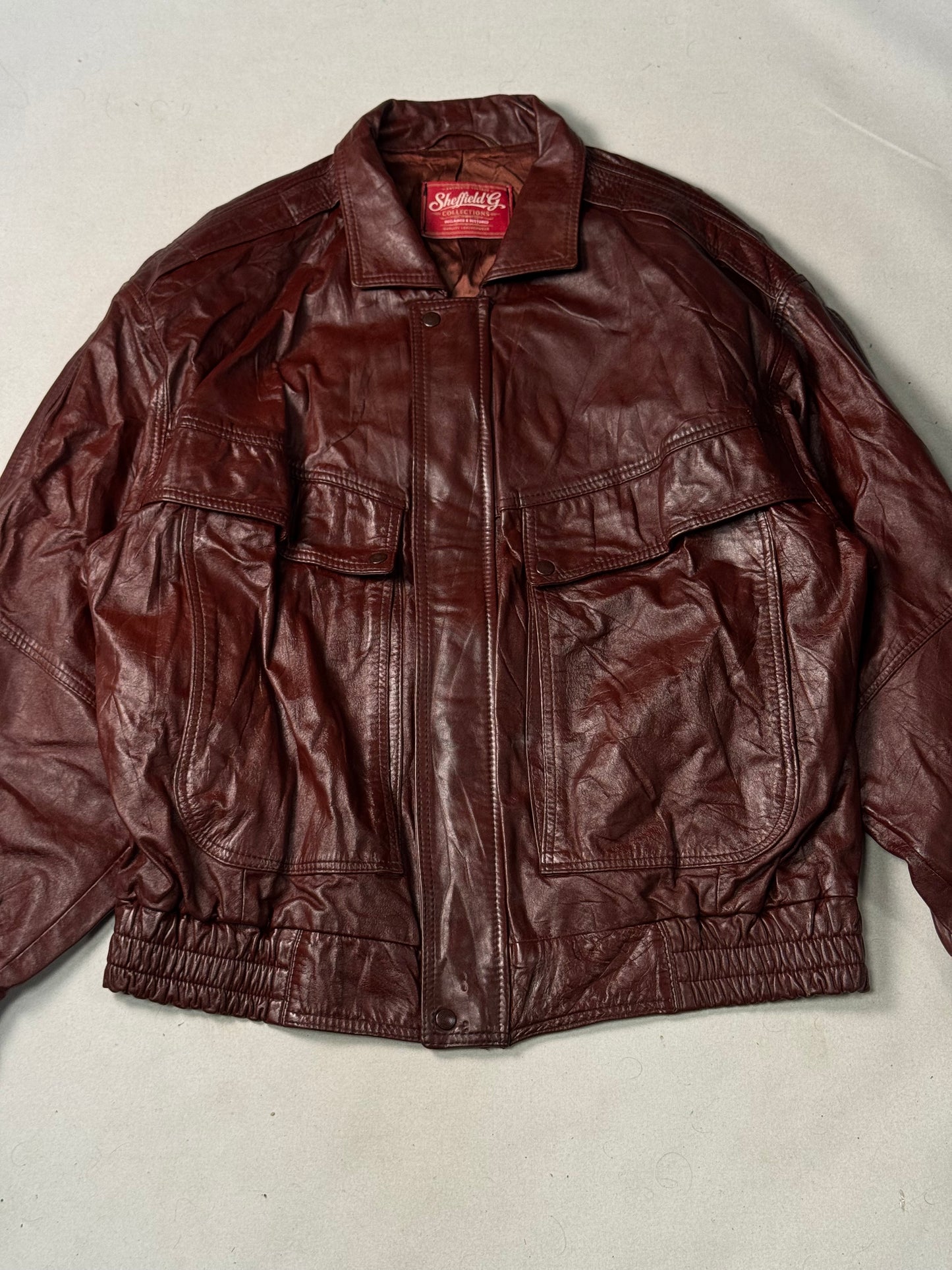 Burgundy Real Leather Jacket (Size L)