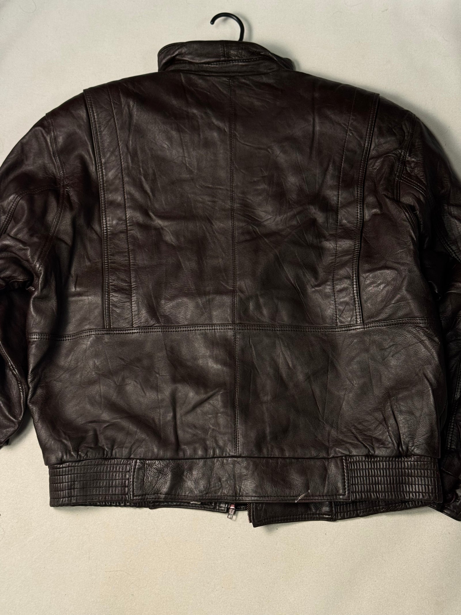 Brown Real Leather Clasp Jacket (Size L)