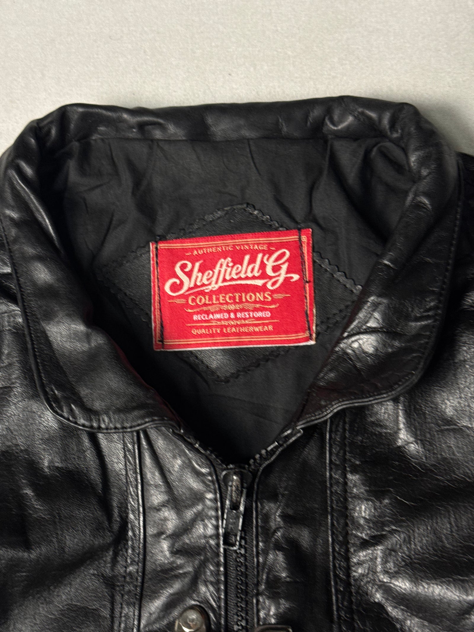 Black Real Leather Clasp Jacket (Size L)