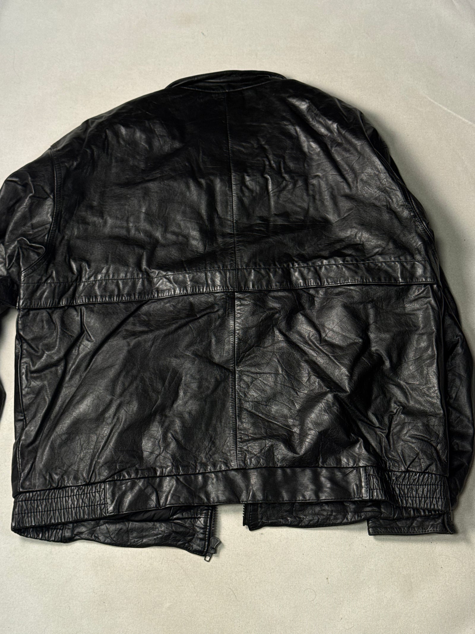 Black Real Leather Clasp Jacket (Size L)