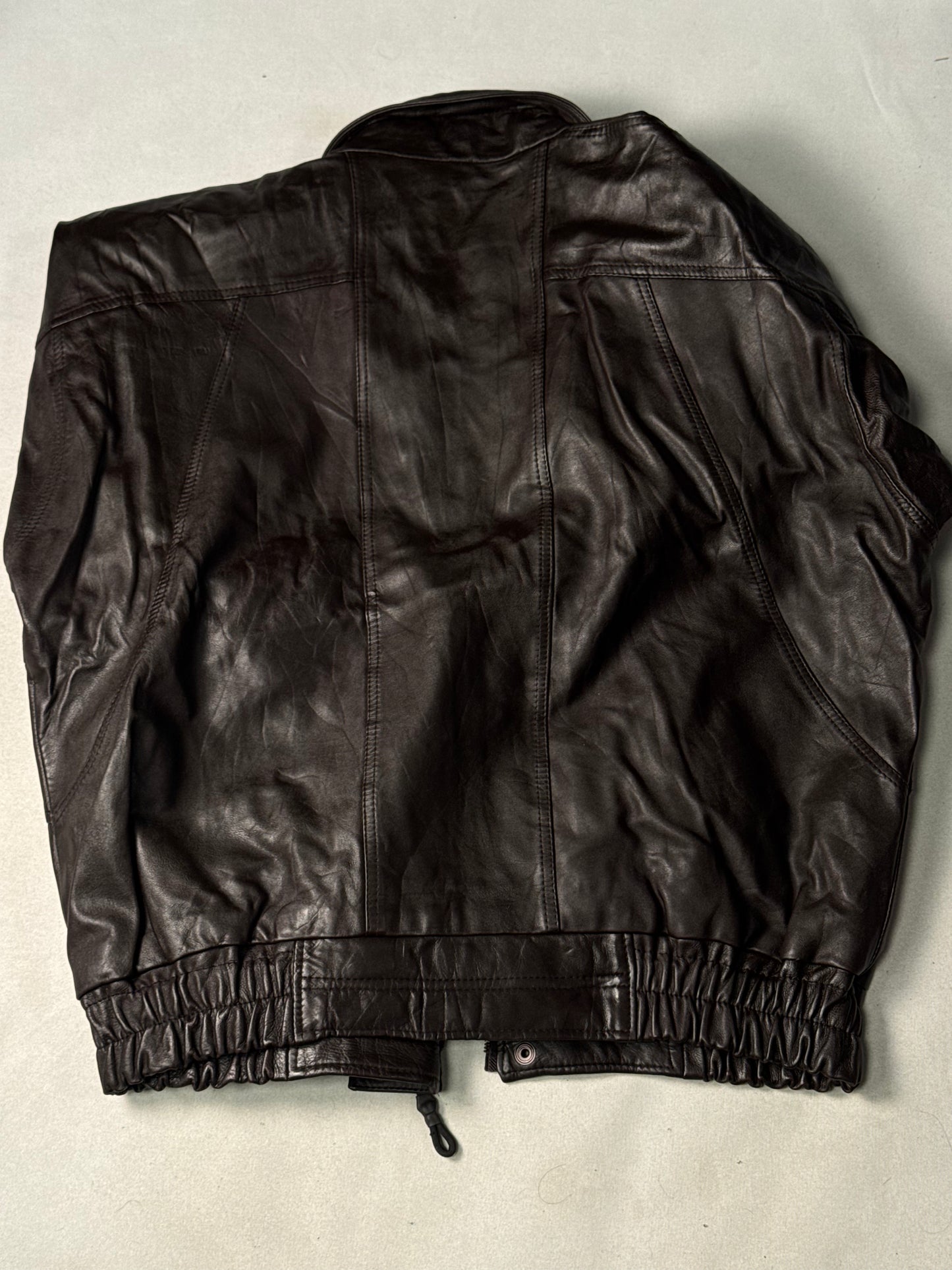 Brown Real Leather Clasp Jacket (Size L)