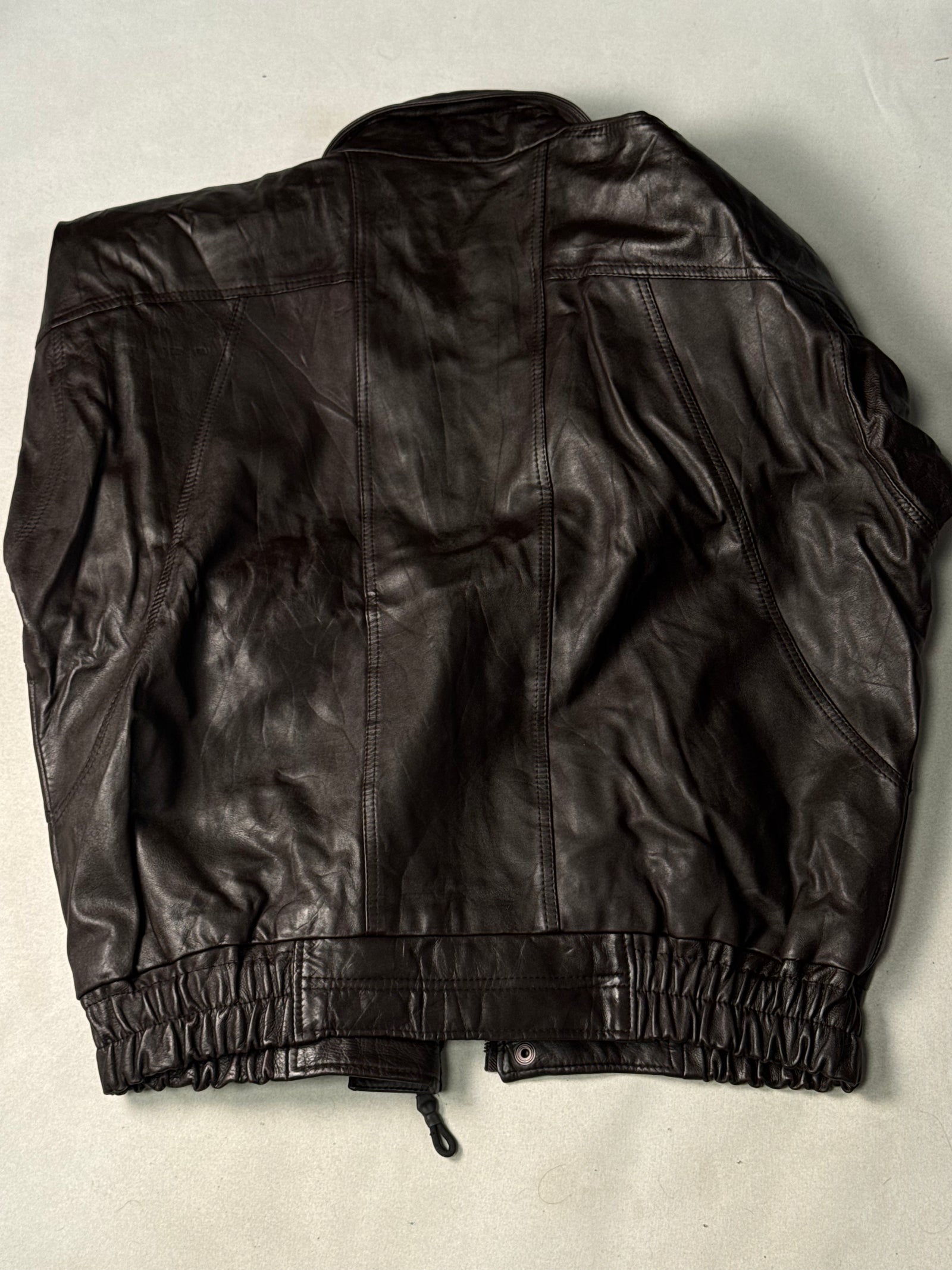 Brown Real Leather Clasp Jacket (Size L)