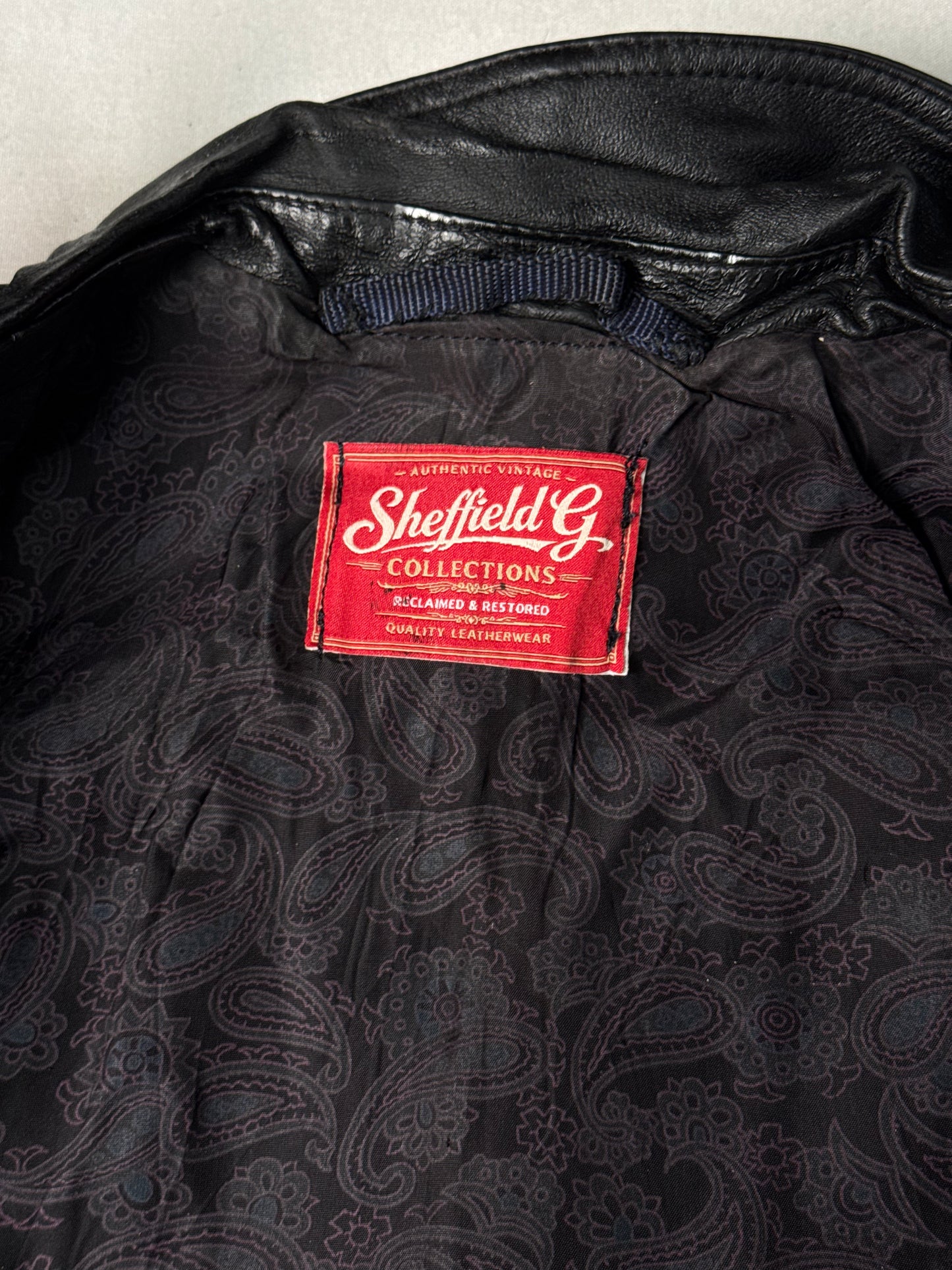 Black Real Leather Clasp Jacket (Size L)