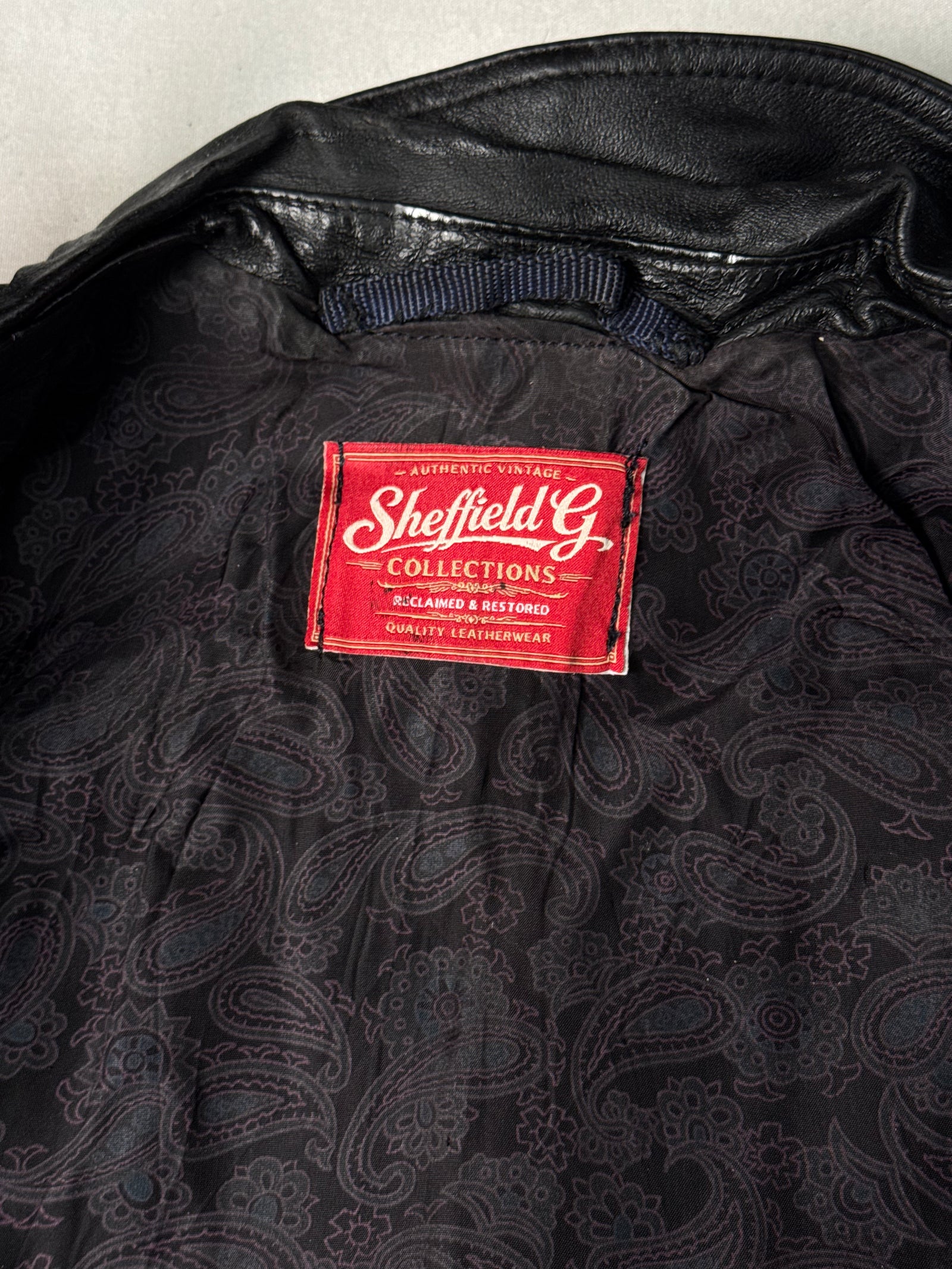 Black Real Leather Clasp Jacket (Size L)
