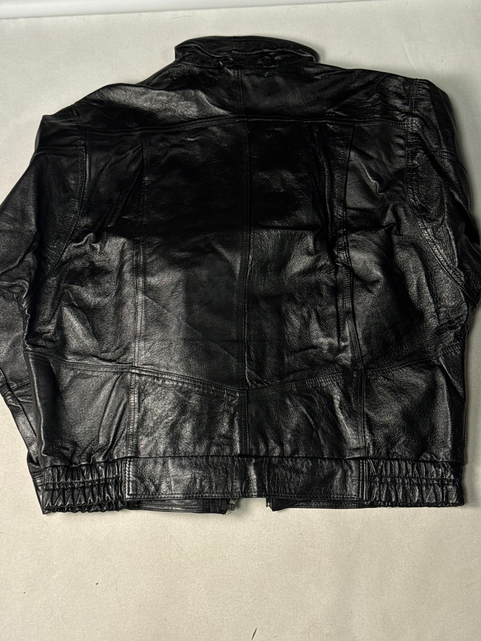 Black Real Leather Clasp Jacket (Size L)