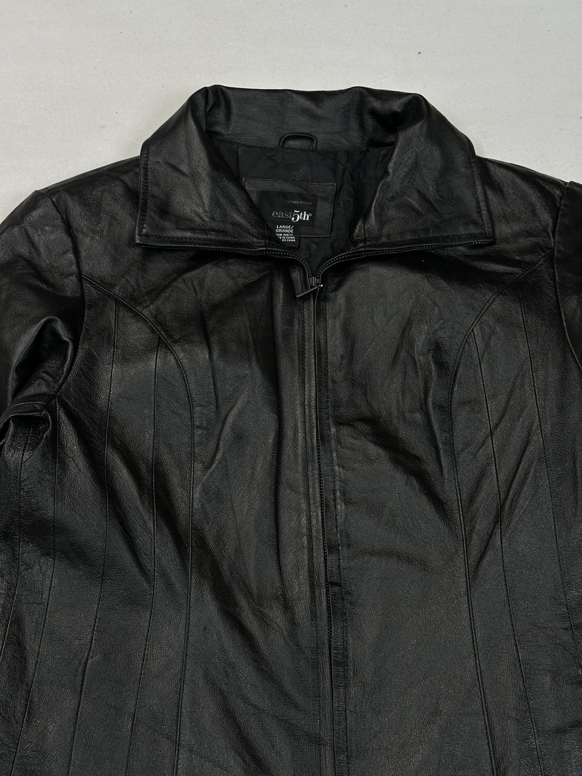 Black leather vintage jacket, size L - sleeve and cuff.