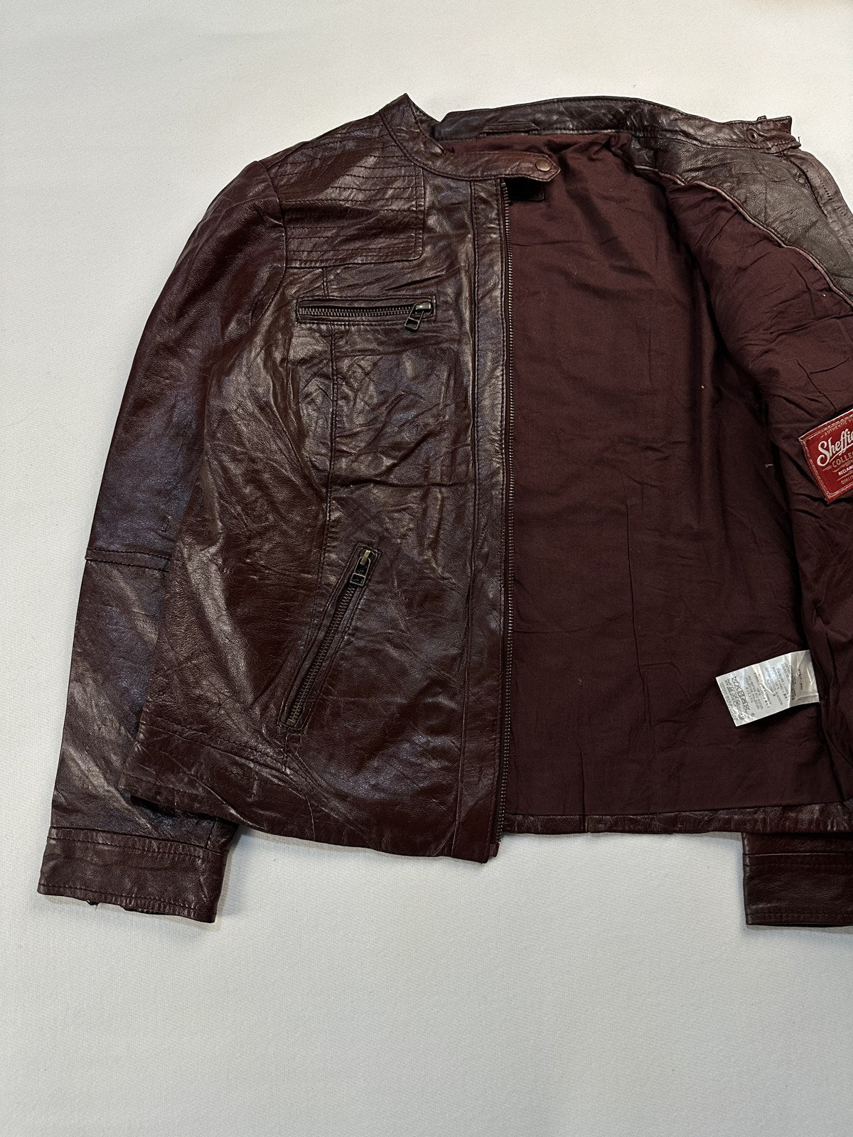 Cafe racer opened out to show the lining inside