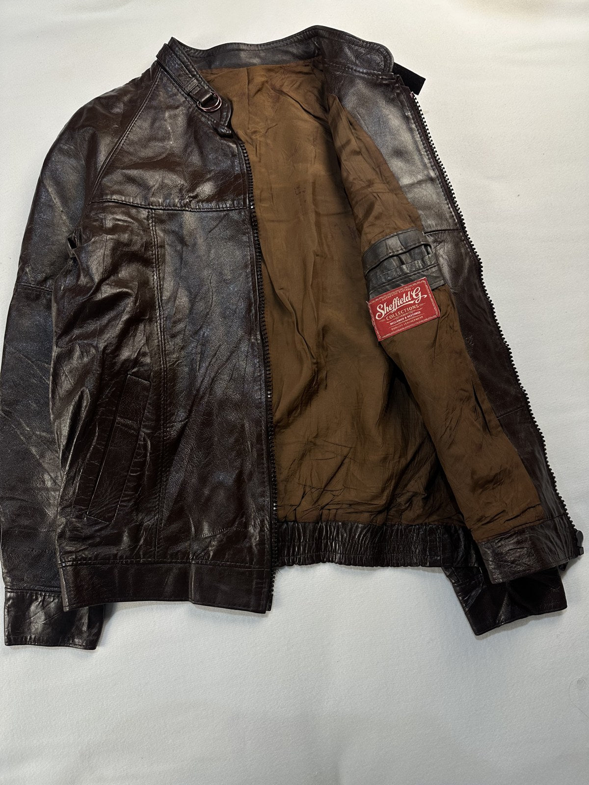 Cafe racer opened out to show the lining inside