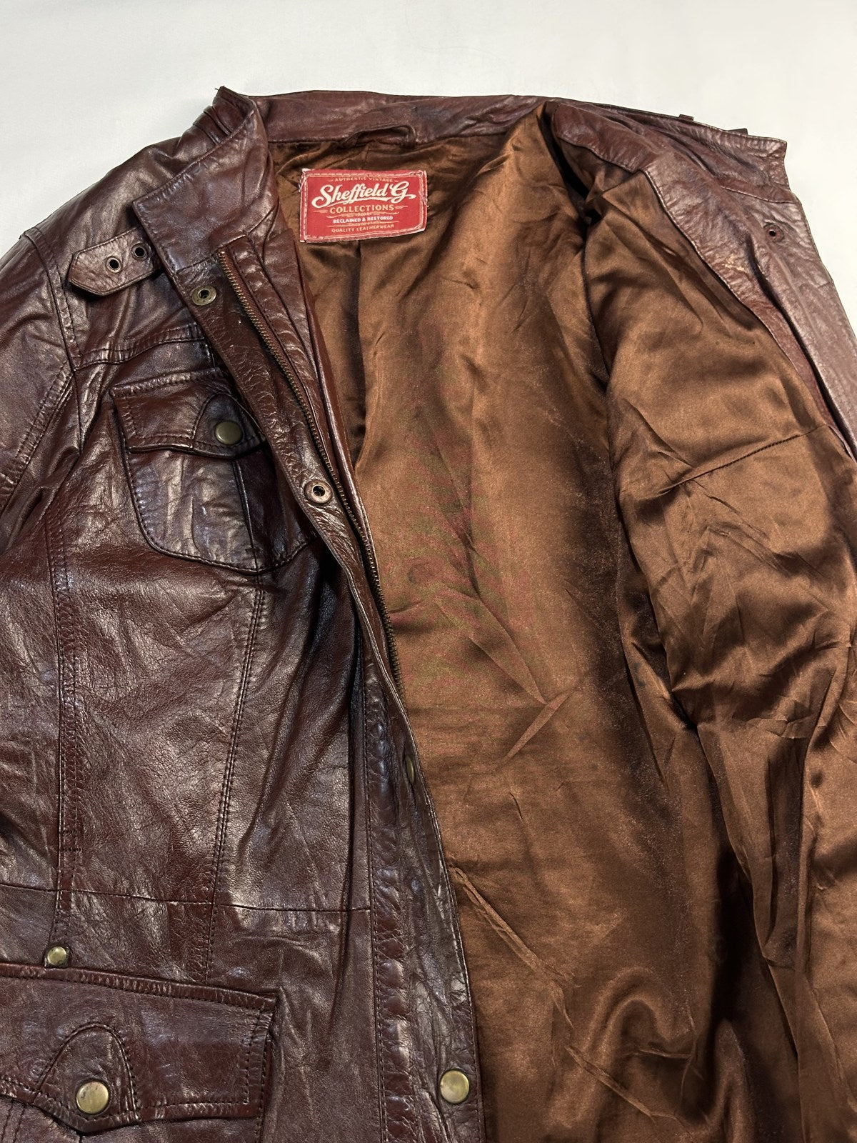 Field jacket opened out to show the lining inside