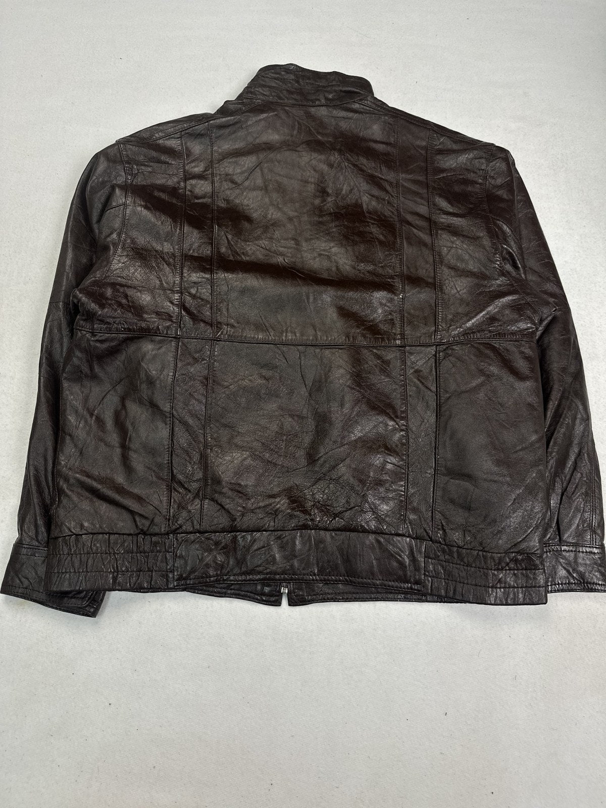 Back of the size XL burgundy harrington shown flat