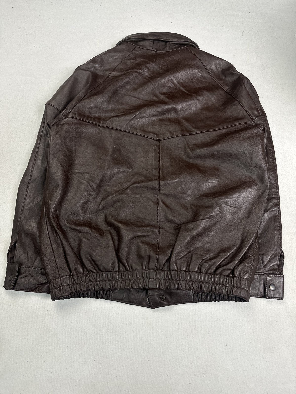 Back of the size L burgundy harrington shown flat