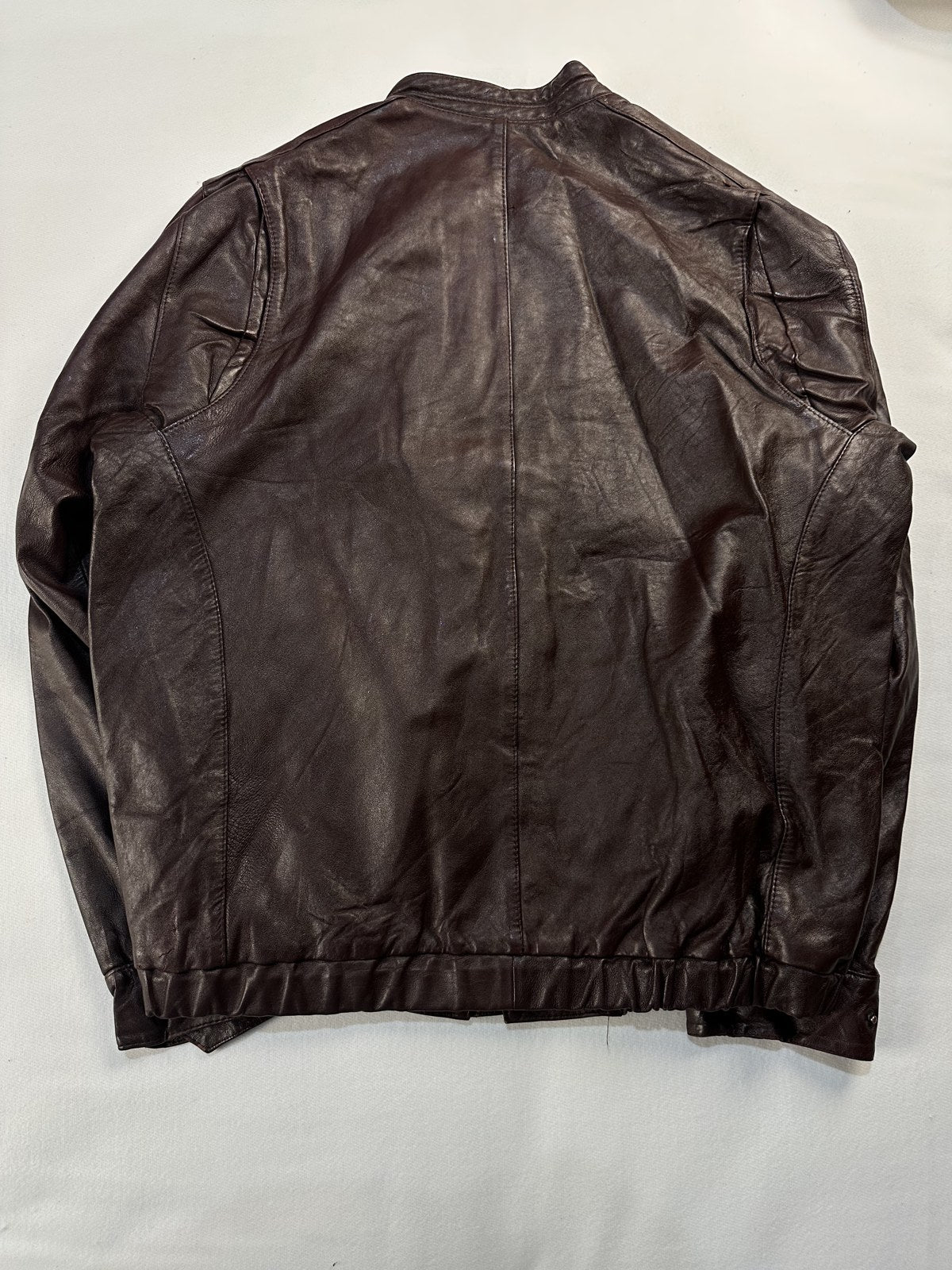 Back of the size XL burgundy harrington shown flat