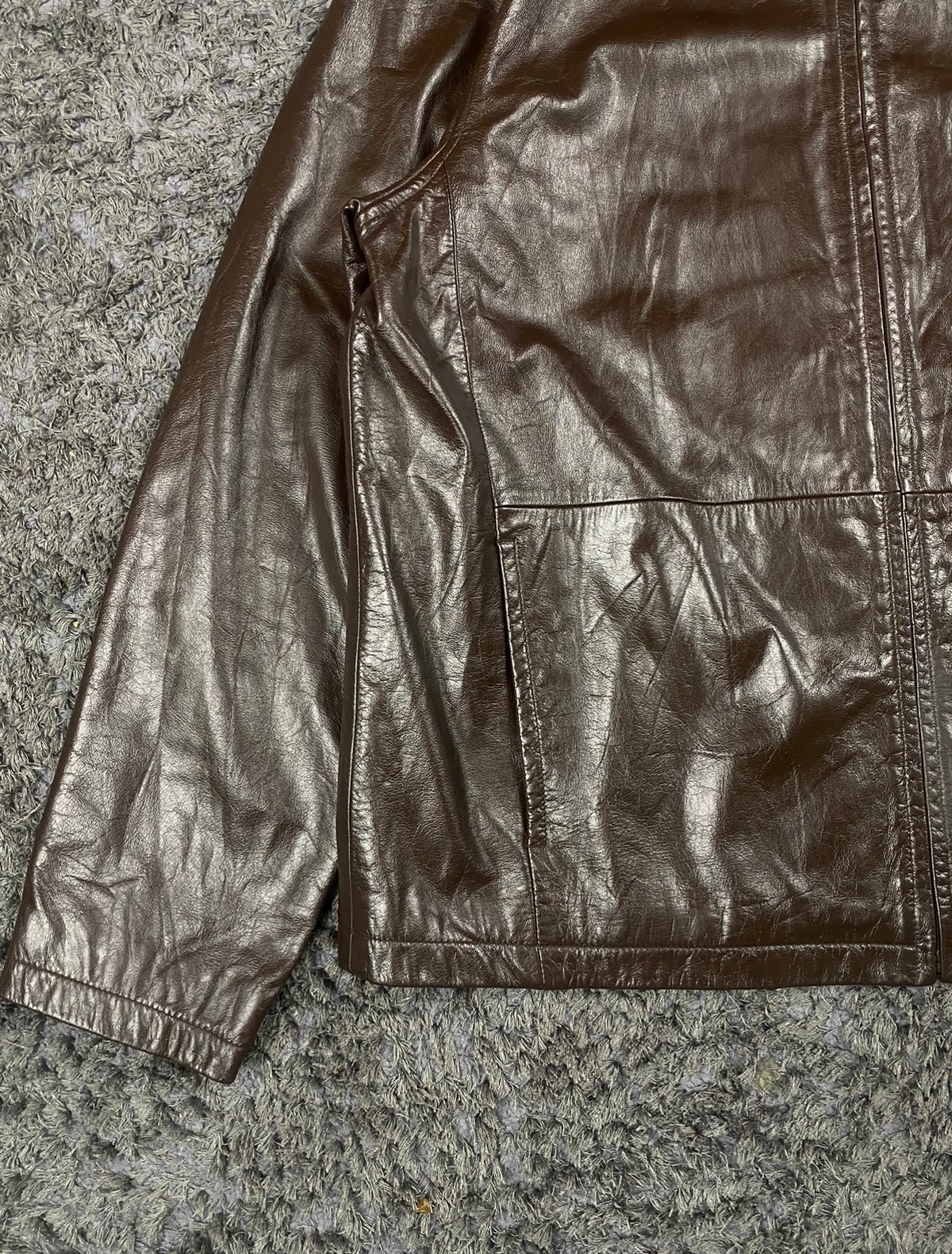 Brown leather harrington in very good condition, shown in size XL